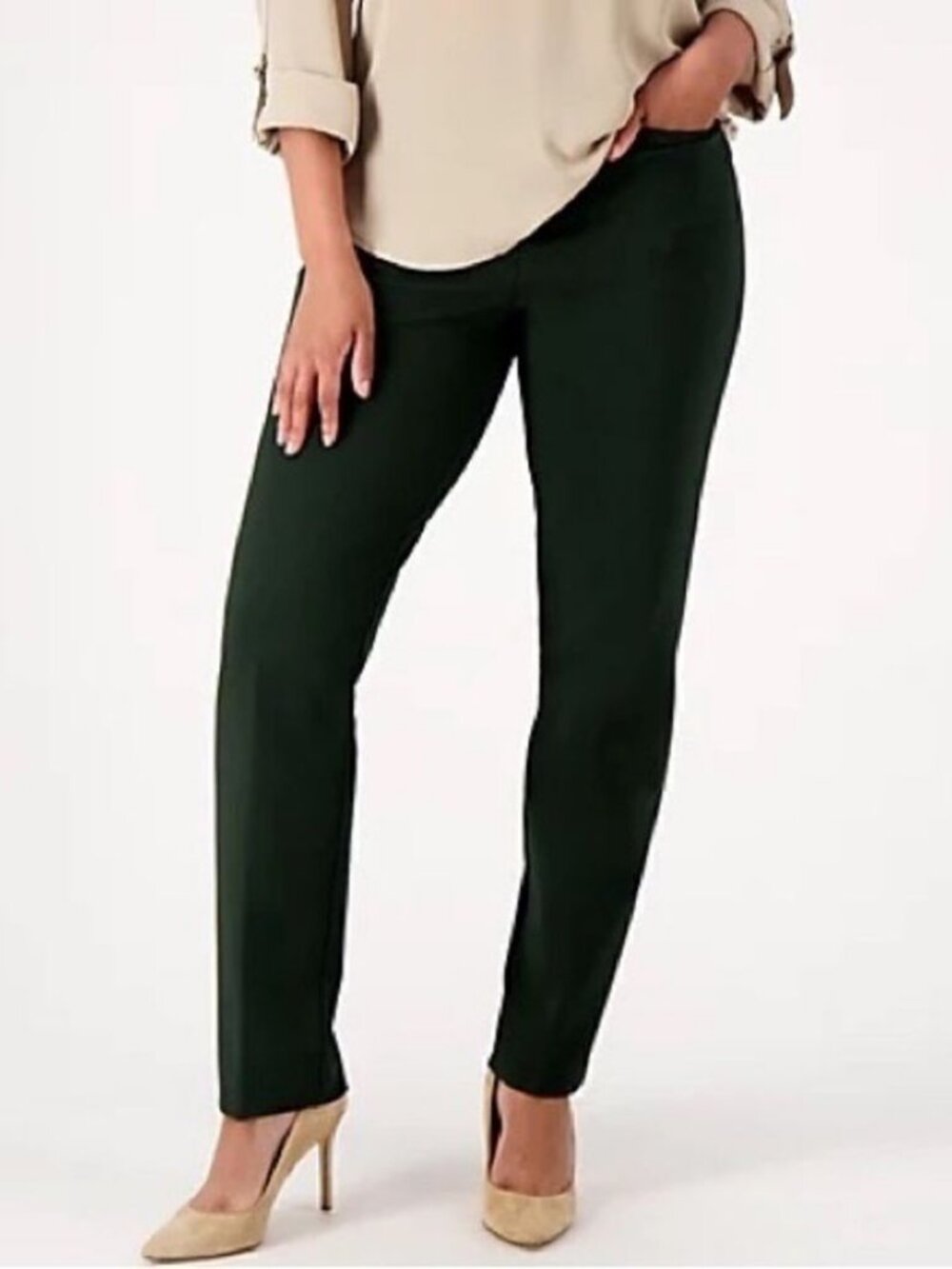 Susan Graver Smart Ponte Knit Slim Leg Pants